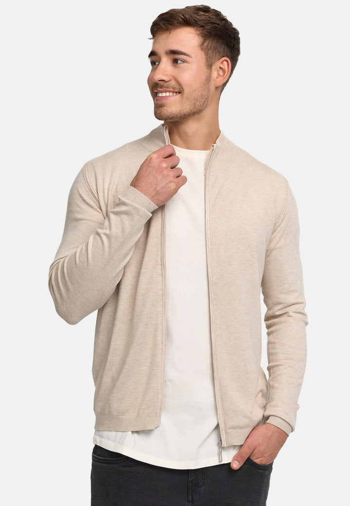 Jeff Herren Lauge Strickjacke mit Stehkragen - INDICODE