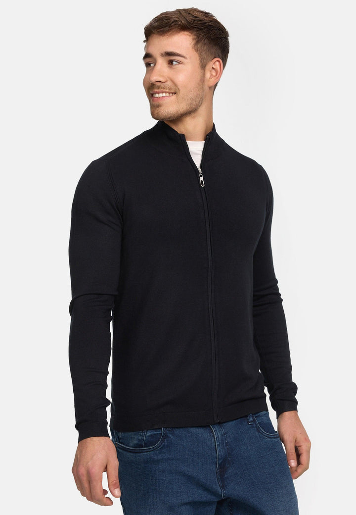 Jeff Herren Lauge Strickjacke mit Stehkragen - INDICODE