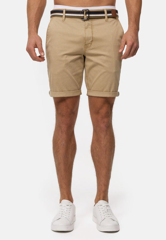 Indicode Herren INCunning Chino Shorts mit 4 Taschen inkl. Gürtel aus 98% Baumwolle