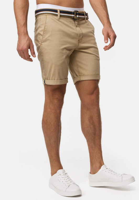 Indicode Herren INCunning Chino Shorts mit 4 Taschen inkl. Gürtel aus 98% Baumwolle