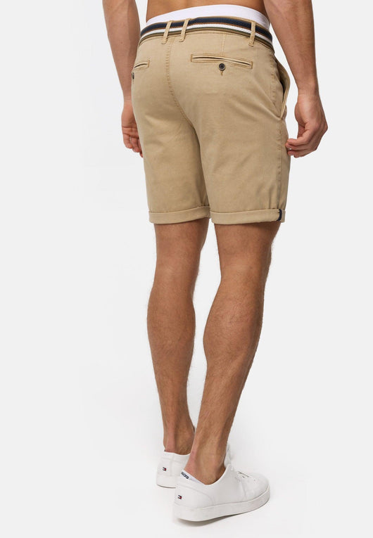 Indicode Herren INCunning Chino Shorts mit 4 Taschen inkl. Gürtel aus 98% Baumwolle