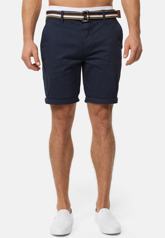 Indicode Herren INCunning Chino Shorts mit 4 Taschen inkl. Gürtel aus 98% Baumwolle