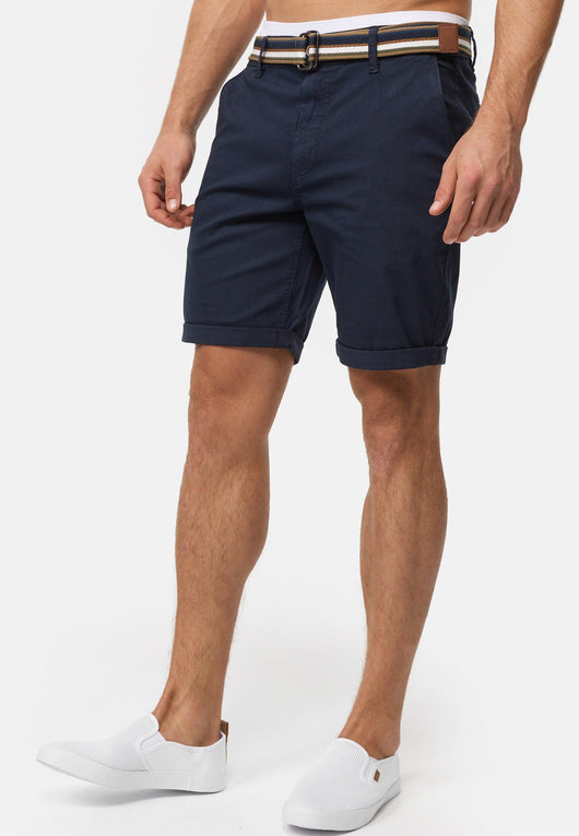 Indicode Herren INCunning Chino Shorts mit 4 Taschen inkl. Gürtel aus 98% Baumwolle