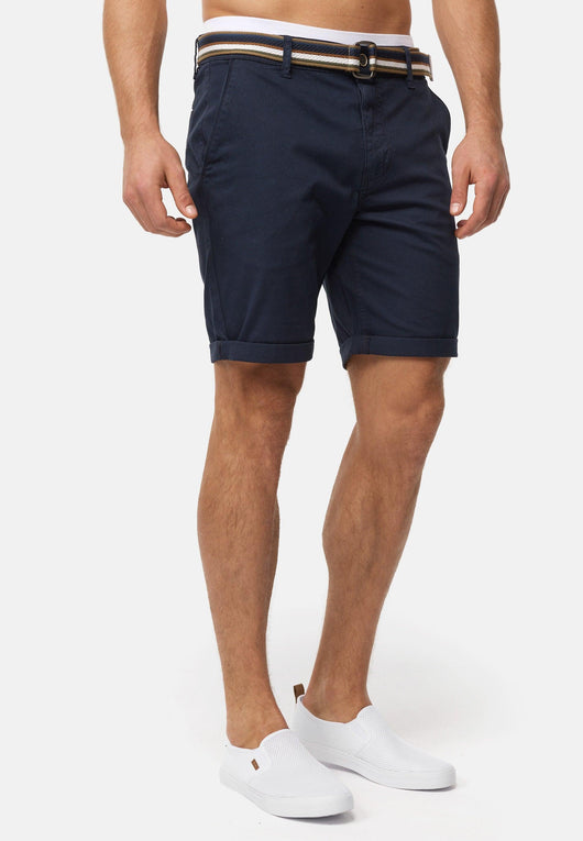 Indicode Herren INCunning Chino Shorts mit 4 Taschen inkl. Gürtel aus 98% Baumwolle