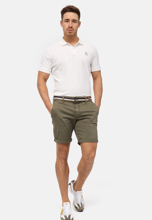 Indicode Herren INCunning Chino Shorts mit 4 Taschen inkl. Gürtel aus 98% Baumwolle