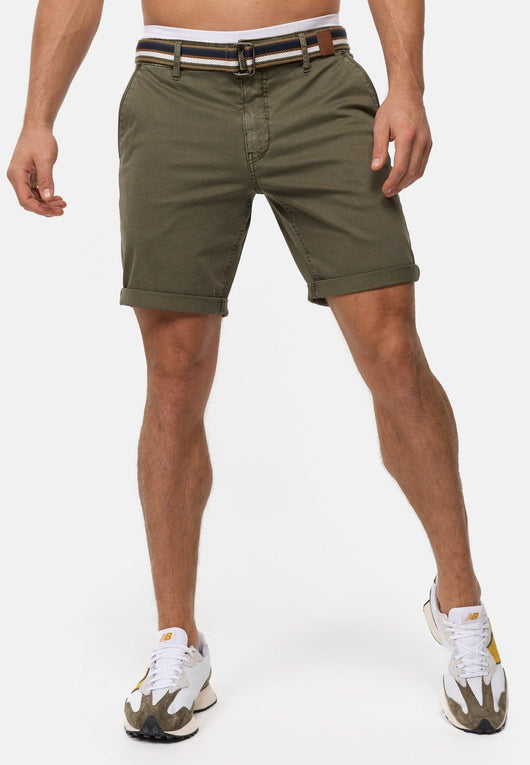 Indicode Herren INCunning Chino Shorts mit 4 Taschen inkl. Gürtel aus 98% Baumwolle