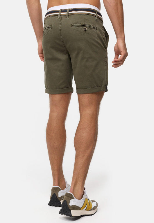 Indicode Herren INCunning Chino Shorts mit 4 Taschen inkl. Gürtel aus 98% Baumwolle