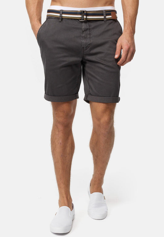 Indicode Herren INCunning Chino Shorts mit 4 Taschen inkl. Gürtel aus 98% Baumwolle