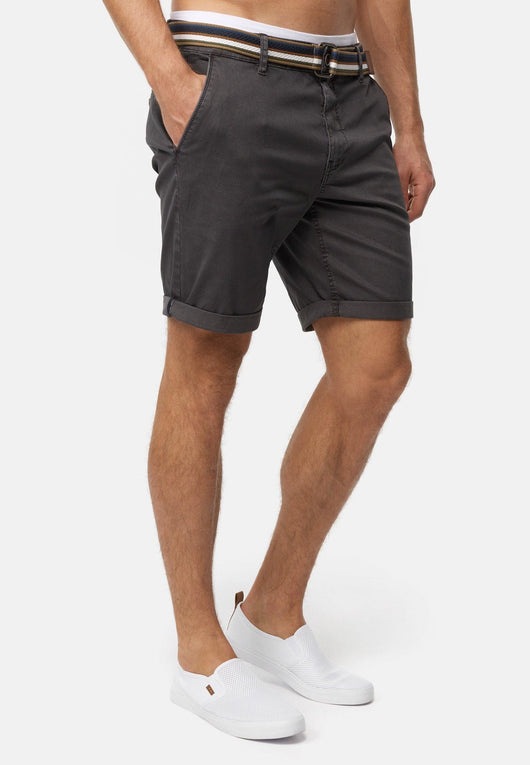 Indicode Herren INCunning Chino Shorts mit 4 Taschen inkl. Gürtel aus 98% Baumwolle