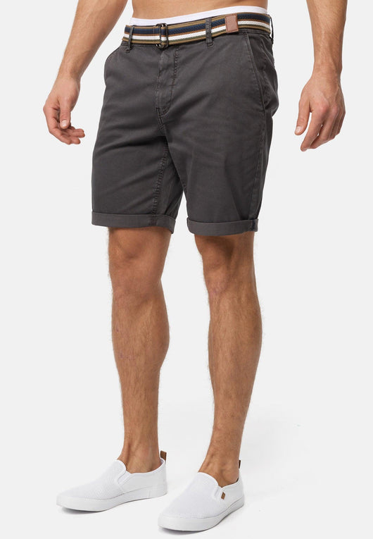 Indicode Herren INCunning Chino Shorts mit 4 Taschen inkl. Gürtel aus 98% Baumwolle