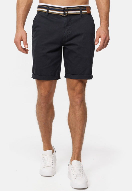 Indicode Herren INCunning Chino Shorts mit 4 Taschen inkl. Gürtel aus 98% Baumwolle