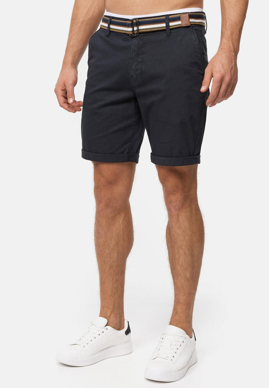 Indicode Herren INCunning Chino Shorts mit 4 Taschen inkl. Gürtel aus 98% Baumwolle