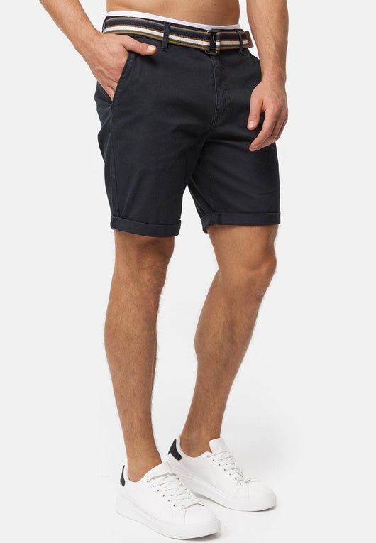 Indicode Herren INCunning Chino Shorts mit 4 Taschen inkl. Gürtel aus 98% Baumwolle