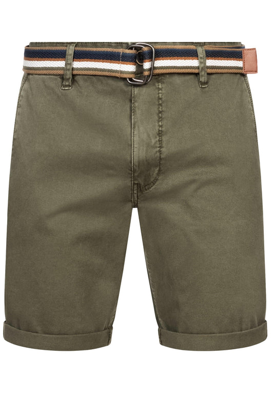 Indicode Herren INCunning Chino Shorts mit 4 Taschen inkl. Gürtel aus 98% Baumwolle