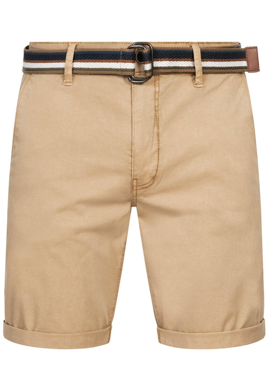 Indicode Herren INCunning Chino Shorts mit 4 Taschen inkl. Gürtel aus 98% Baumwolle