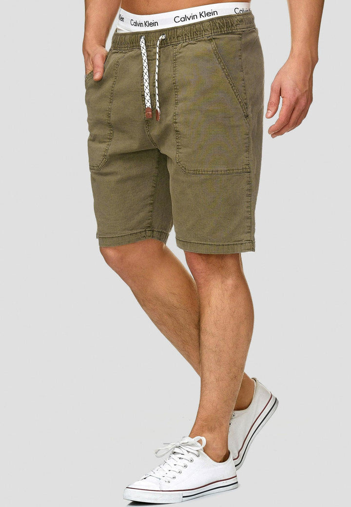 Indicode Herren Stoufville Chino Shorts mit 3 Taschen und Kordel aus 98% Baumwolle - INDICODE