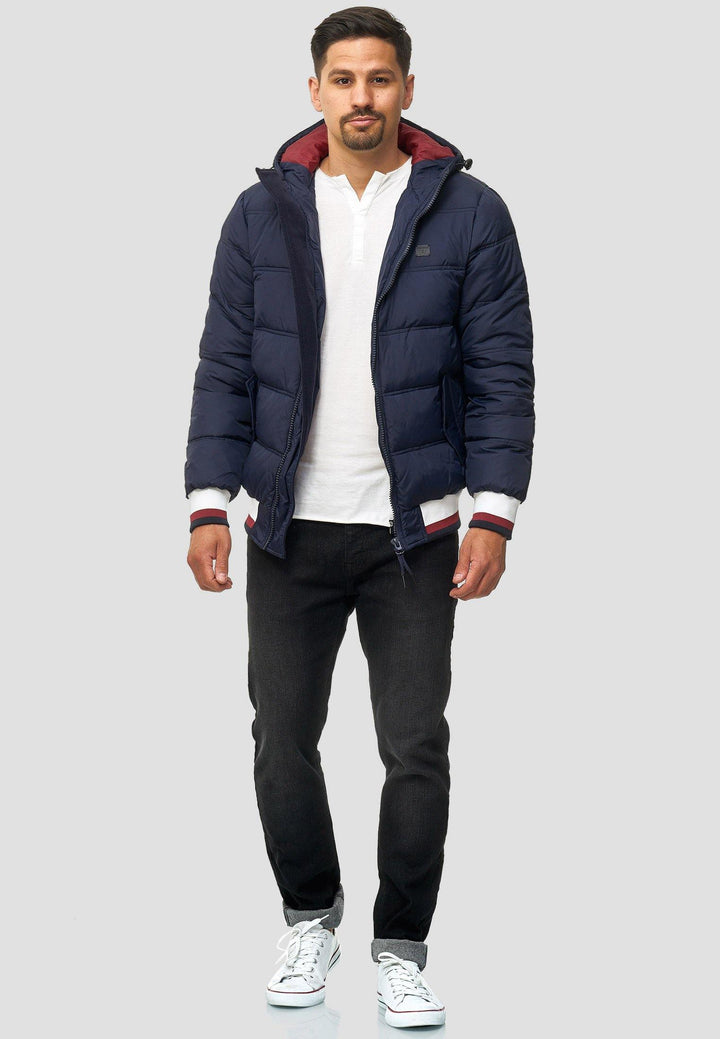 Indicode Herren Bacon Steppjacke in Daunenjacken-Optik mit Kapuze