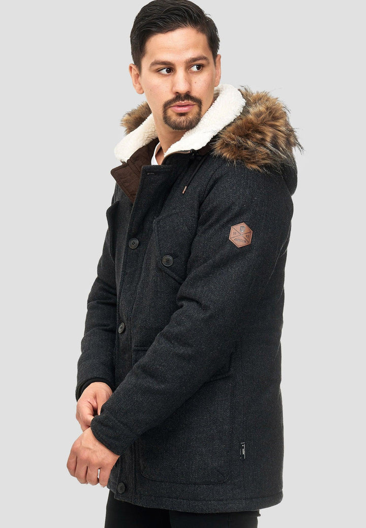 Indicode Herren Baynes Winterjacke mit Fell-Kapuze - INDICODE