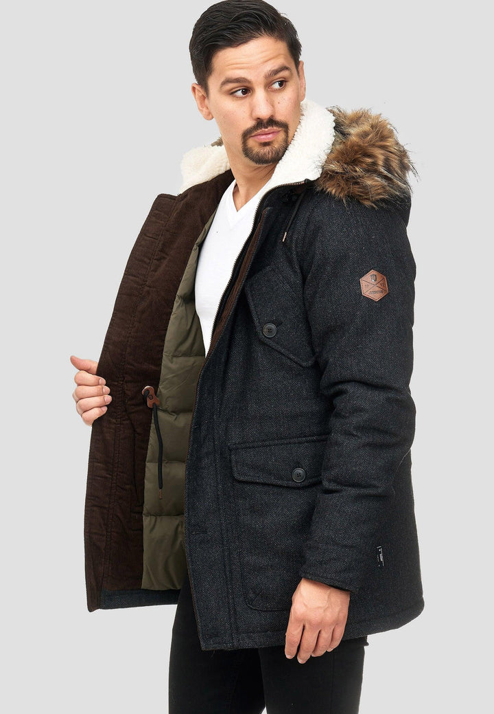 Indicode Herren Baynes Winterjacke mit Fell-Kapuze - INDICODE