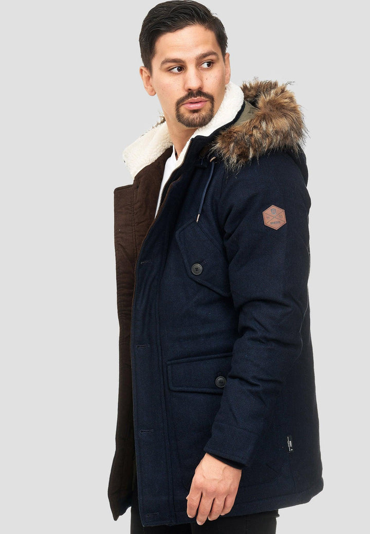 Indicode Herren Baynes Winterjacke mit Fell-Kapuze - INDICODE