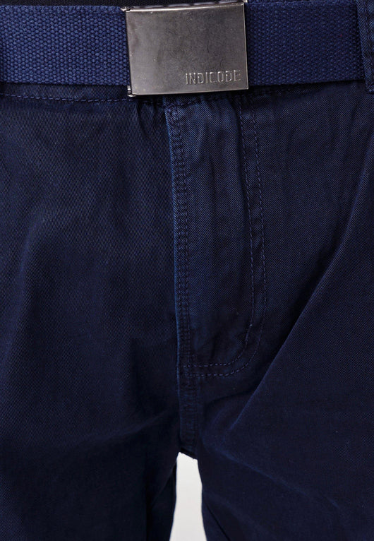 Indicode Herren Blixt Cargo Shorts mit 6 Taschen inkl. Gürtel aus 100% Baumwolle - INDICODE