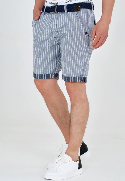 Indicode Herren Lleida Shorts mit 5 Taschen inkl. Gürtel aus 98% Baumwolle - INDICODE