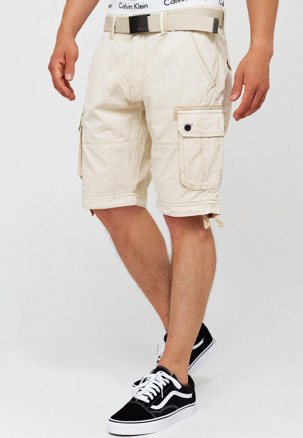 Indicode Herren Abner Cargo Shorts mit 7 Taschen aus 100% Baumwolle - Cargoshorts_Category, Shorts_Category - Indicode