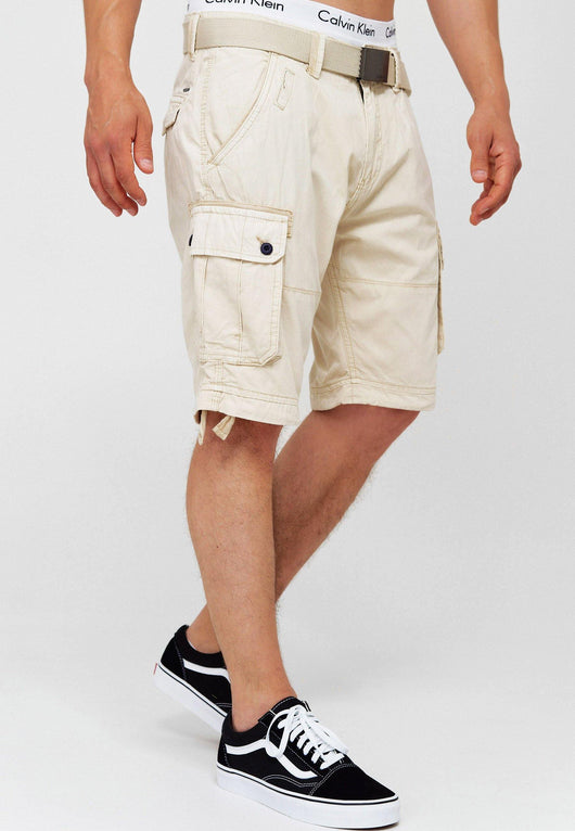 Indicode Herren Abner Cargo Shorts mit 7 Taschen aus 100% Baumwolle