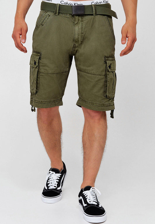 Indicode Herren Abner Cargo Shorts mit 7 Taschen aus 100% Baumwolle