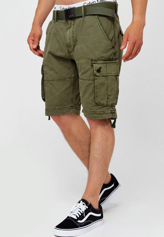 Indicode Herren Abner Cargo Shorts mit 7 Taschen aus 100% Baumwolle