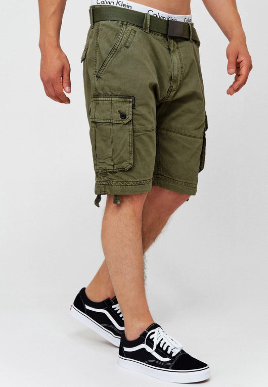 Indicode Herren Abner Cargo Shorts mit 7 Taschen aus 100% Baumwolle