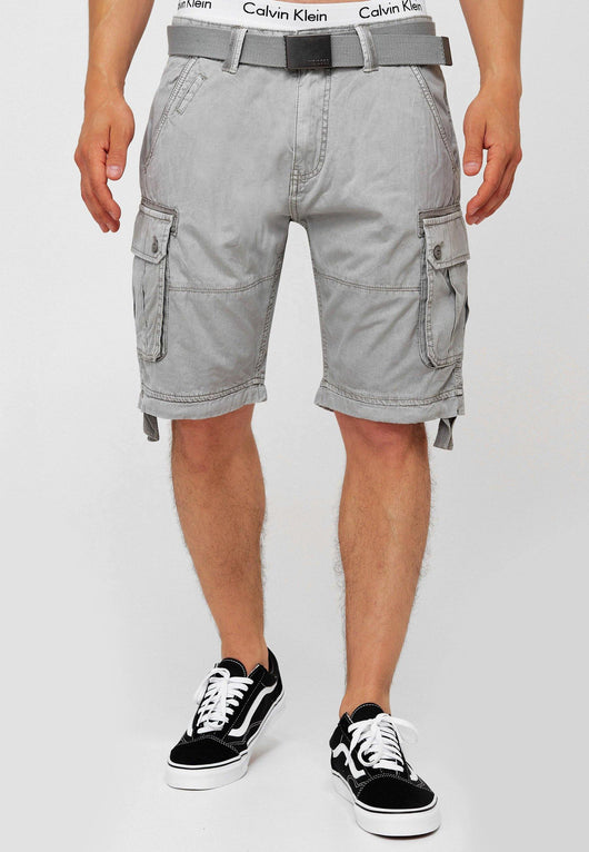 Indicode Herren Abner Cargo Shorts mit 7 Taschen aus 100% Baumwolle