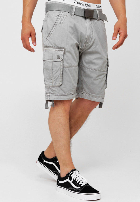 Indicode Herren Abner Cargo Shorts mit 7 Taschen aus 100% Baumwolle