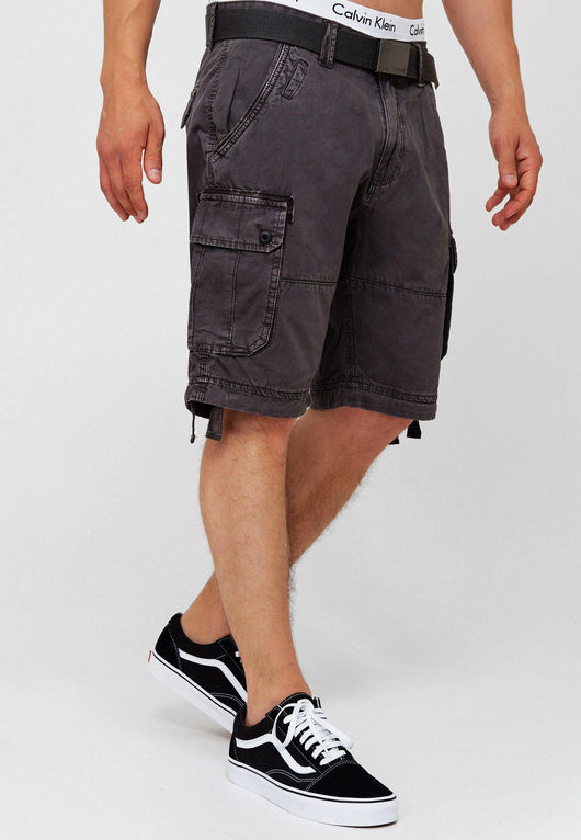 Indicode Herren Abner Cargo Shorts mit 7 Taschen aus 100% Baumwolle