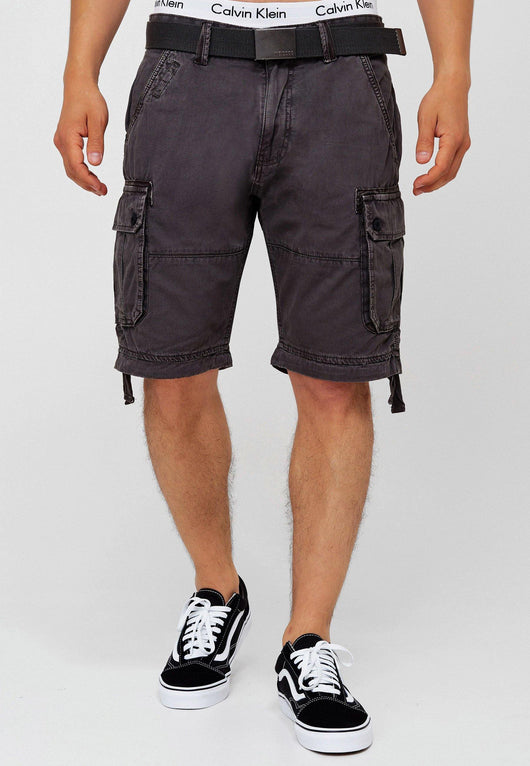 Indicode Herren Abner Cargo Shorts mit 7 Taschen aus 100% Baumwolle