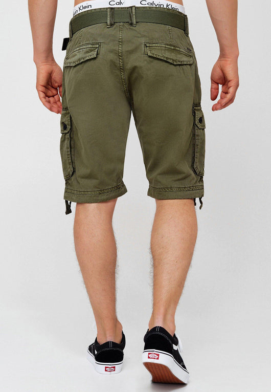 Indicode Herren Abner Cargo Shorts mit 7 Taschen aus 100% Baumwolle