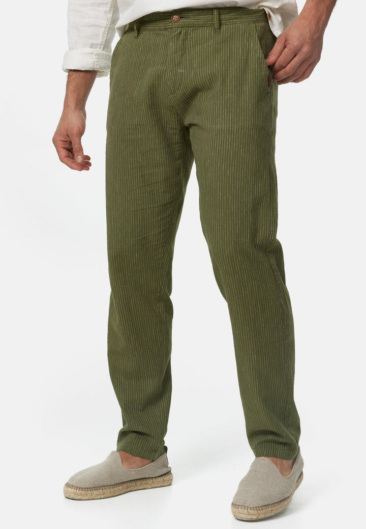 Indicode Herren Arona Stoffhose aus Baumwolle & Leinen mit 4 Taschen - INDICODE