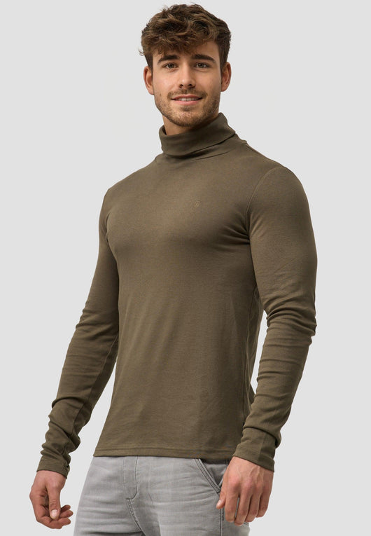 Indicode Herren Eagon Langarmshirt mit Rollkragen aus 100% Baumwolle